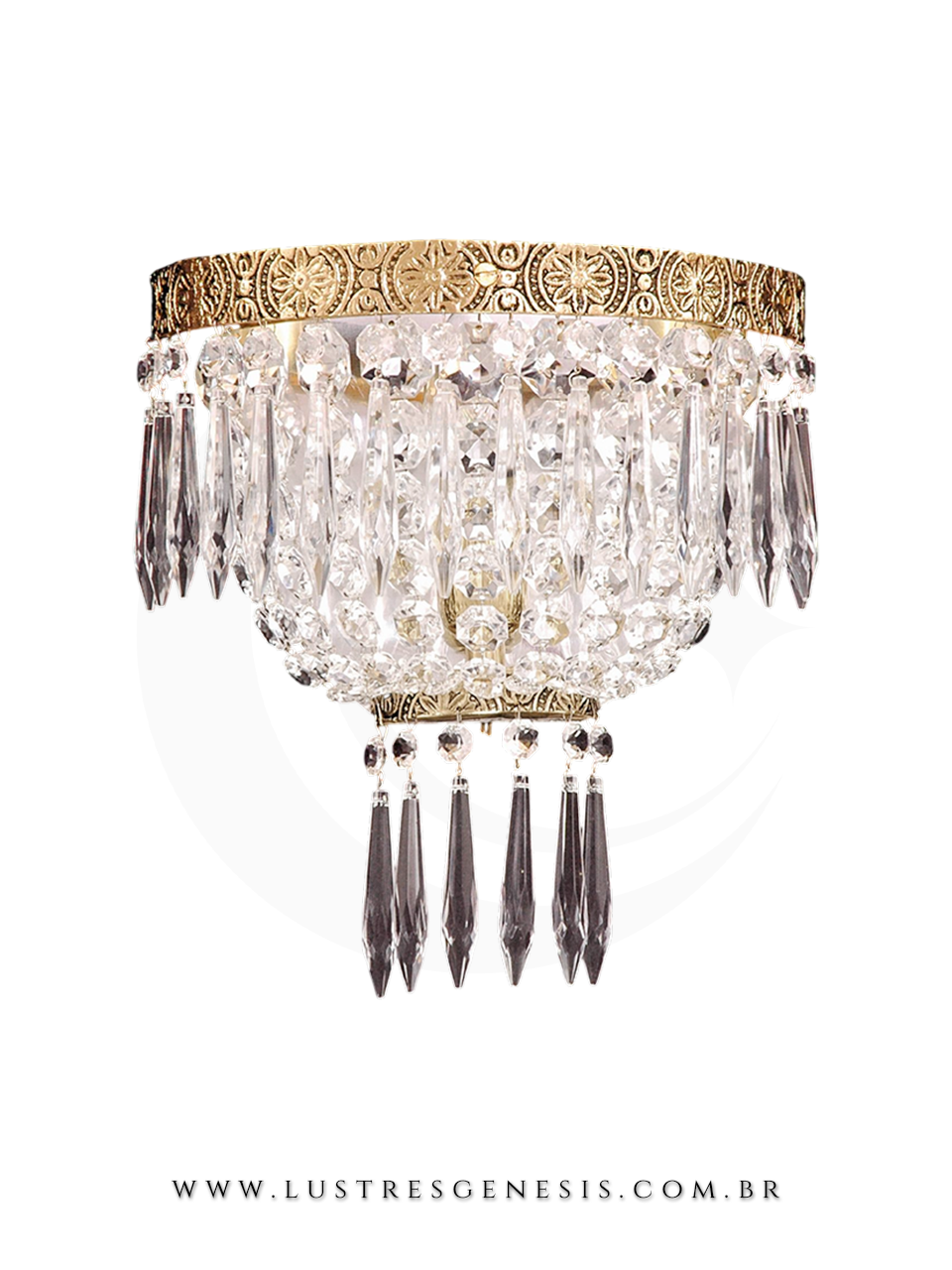 Luminária de Parede Arandela Cristal Bronze Clássica Redonda Luxo para Sala Quarto Corredor Hall Cabeceira